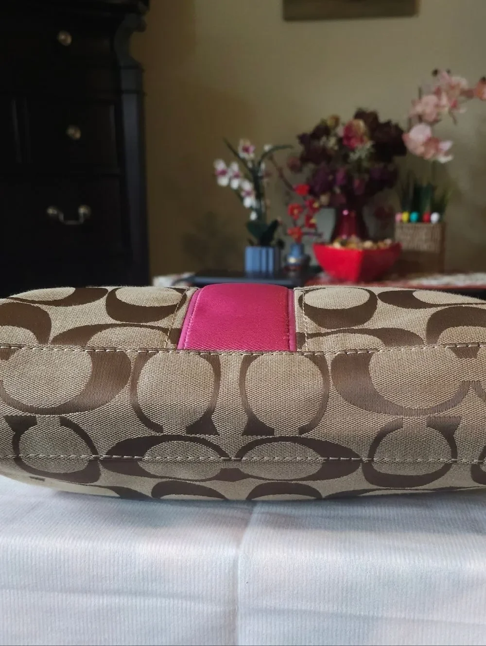 Coach Signature Stripe Foldover Tote